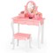Kids Vanity Princess Makeup Dressing Table Stool Set W/ Mirror Drawer